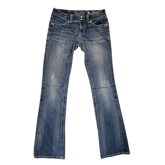 Miss Me Boot Cut Jeans Embellished Bedazzled Sparkle Diamond Crosses JP5046-4 - Picture 2 of 12